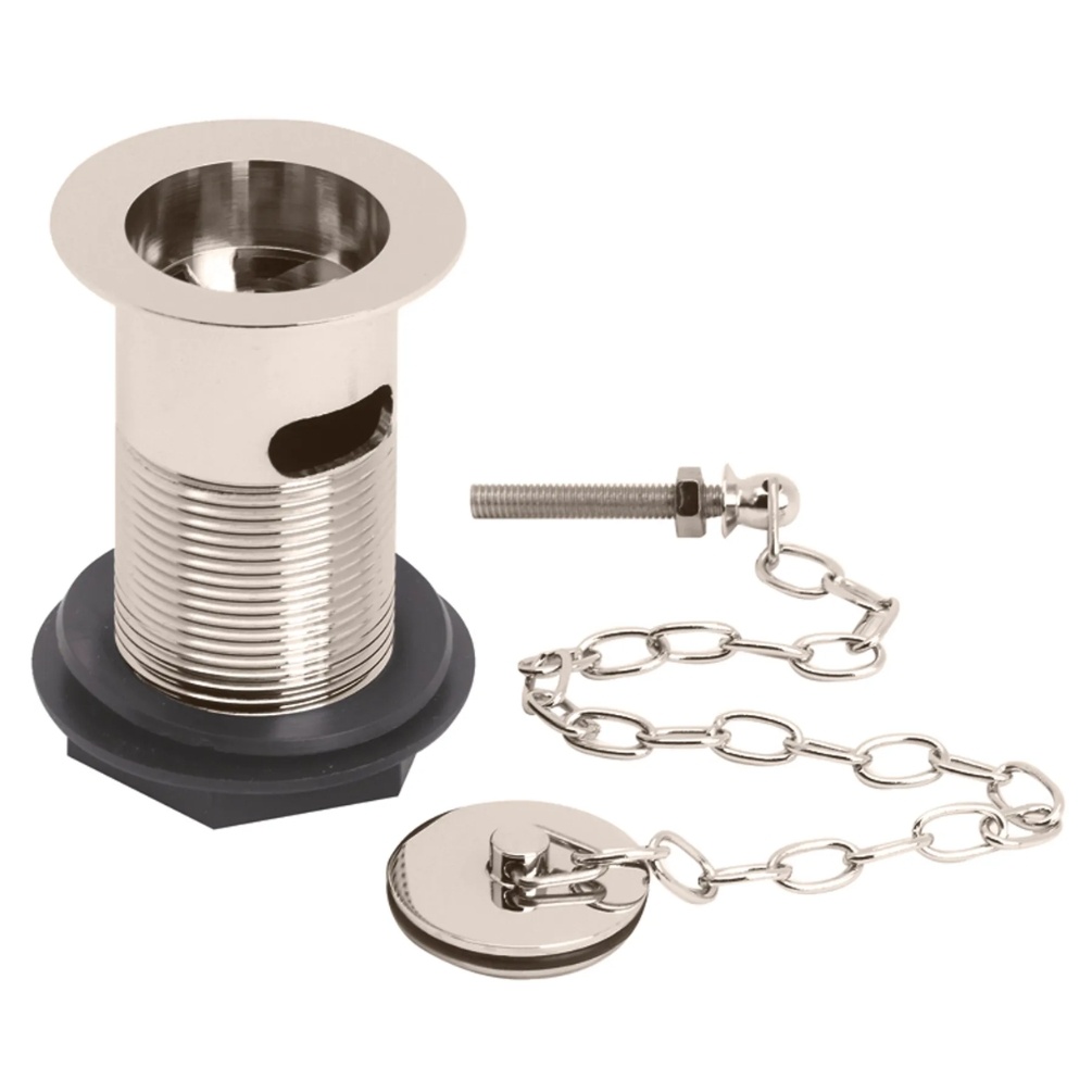 BC Designs Nickel Plug and Chain Basin Waste Cut Out
